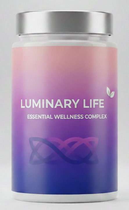 Luminary Life product bottle and box in a classic purple and rose palette